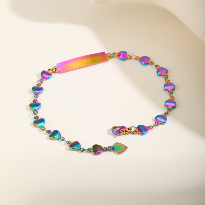 Wholesale Stainless Steel Rainbow Heart Blank Bar Bracelet