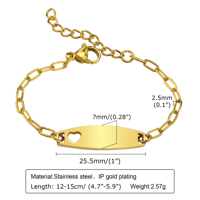 Wholesale Stainless Steel Custom Baby Name ID Heart Bracelet