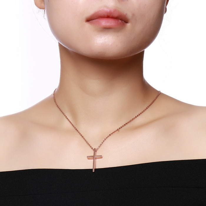 Wholesale Stainless Steel Personalized Matching Cross Necklace for Couples