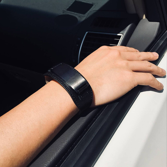 Wholesale Stainless Steel Punk Blank ID Leather Cuff Bracelet