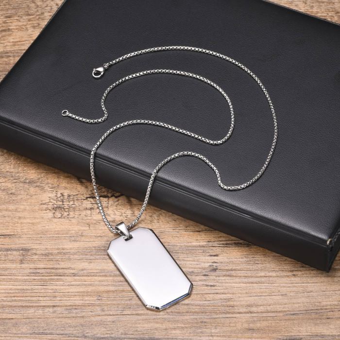 Wholesale Stainless Steel Geometric Engravable Dog Tag Necklace