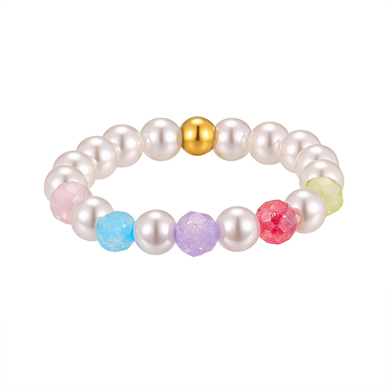 Wholesale Pearl & Colorful Faceted Crystal Bead Stretch Bracelet