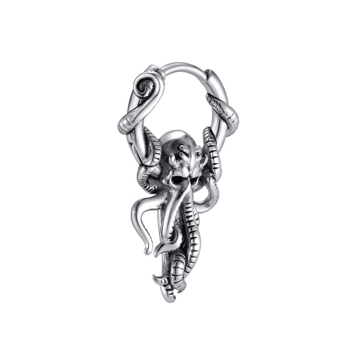 Wholesale Men's Vintage Stainless Steel Octopus Cthulhu Hoop Earrings