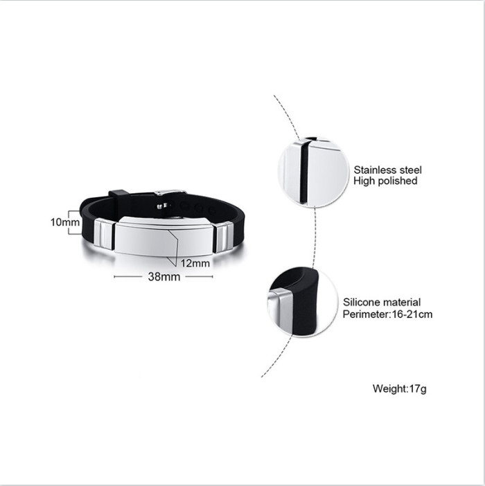 Wholesale Stainless Steel Personalized Silicone Medical Alert Bracelet