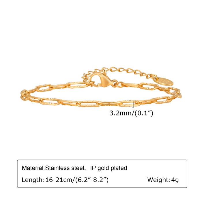 Wholesale Stainless Steel Textured Paperclip Chain Jewelry Set