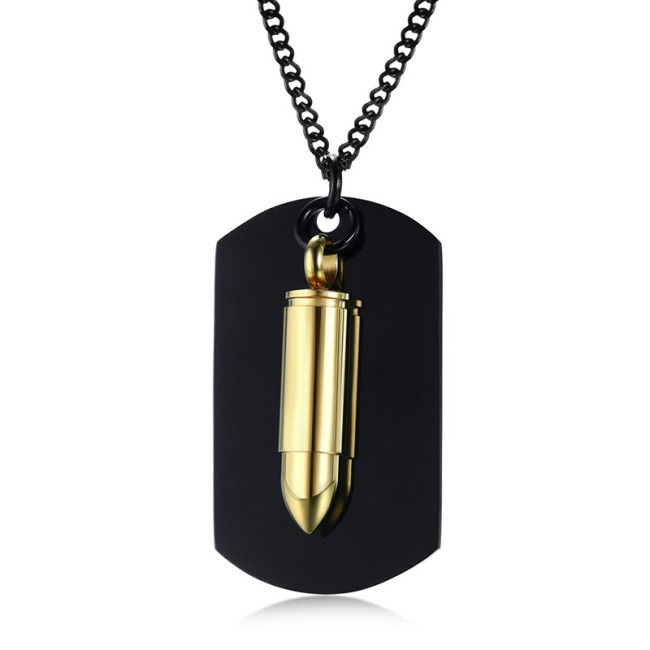 Wholesale Stainless Steel Men's Bullet Dog Tag Pendant Necklace