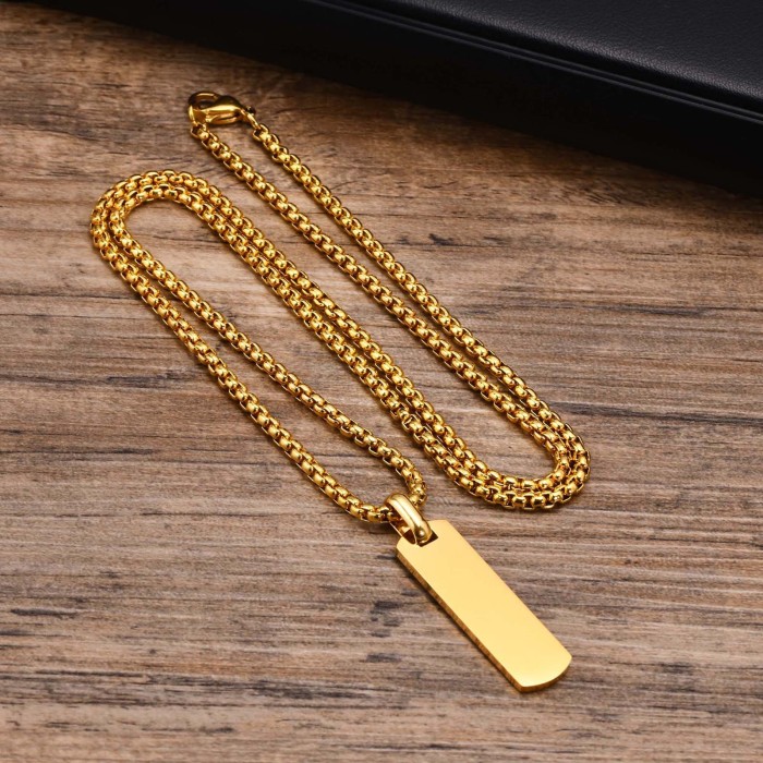 Wholesale Stainless Steel Customizable Polished Bar Tag Necklace