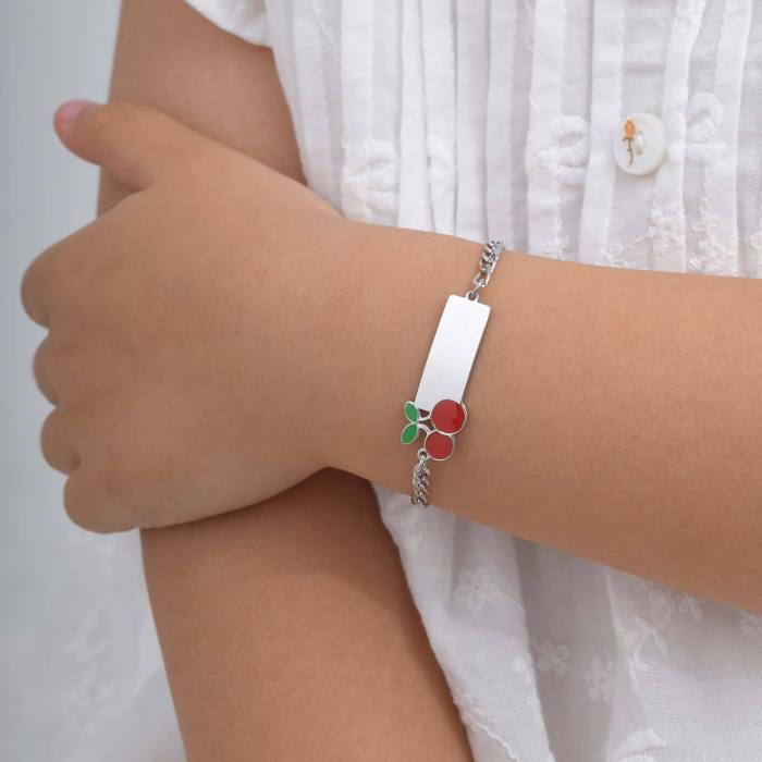 Wholesale Stainless Steel Cherry ID Bracelet for Kid