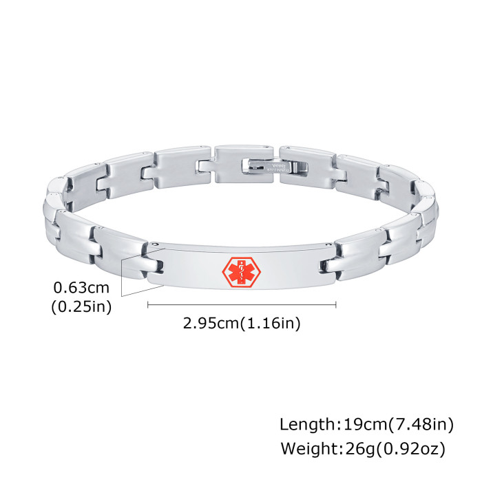 Wholesale Stainless Steel Link Chain Medical Alert Bracelet