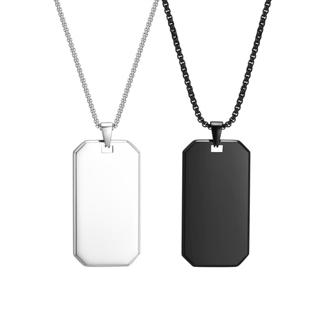 Wholesale Stainless Steel Geometric Engravable Dog Tag Necklace