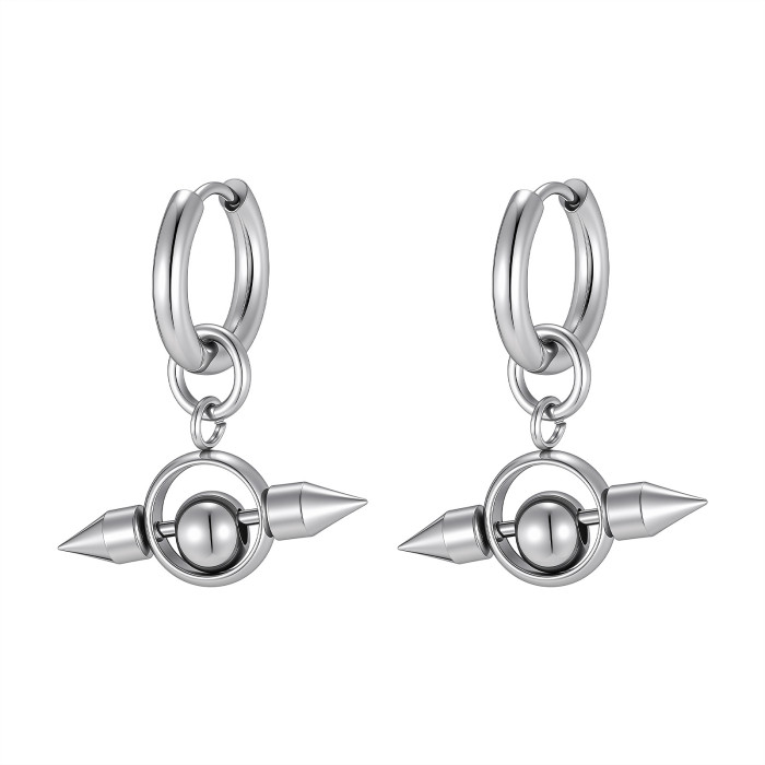Wholesale Unisex Stainless Steel Punk Spike Planet Orb Hoop Earrings