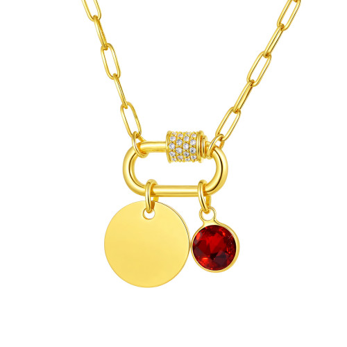 Wholesale Stainless Steel Custom Birthstone Blank Disc Pendant Necklace
