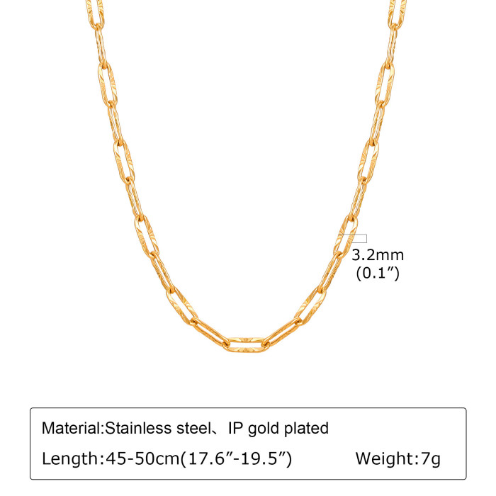 Wholesale Stainless Steel Textured Paperclip Chain Jewelry Set