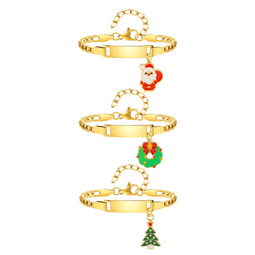 Wholesale Stainless Steel Engravable Christmas ID Bracelet for Kid
