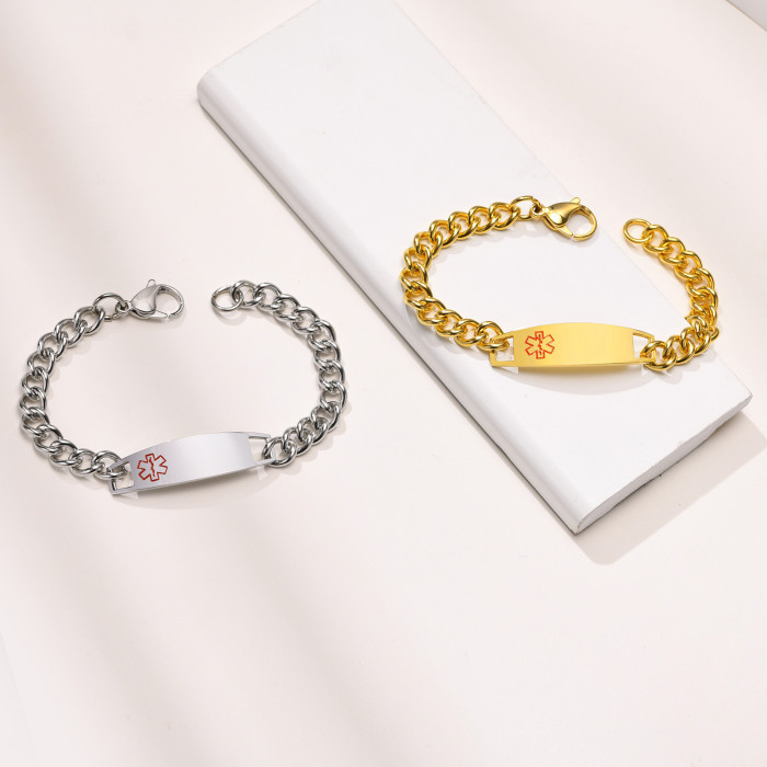 Wholesale Stainless Steel Medical Alert Bracelet Gold ID Chain Bracelet