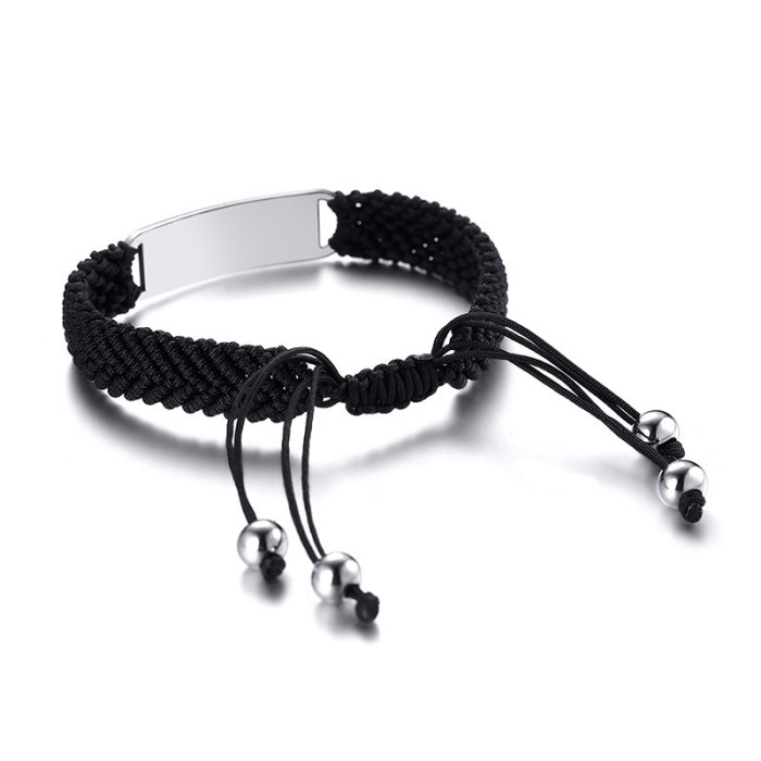 Wholesale Stainless Steel Engravable Medical Alert Braided Rope Bracelet