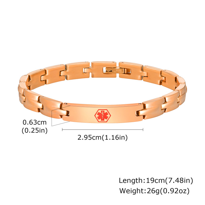 Wholesale Stainless Steel Link Chain Medical Alert Bracelet