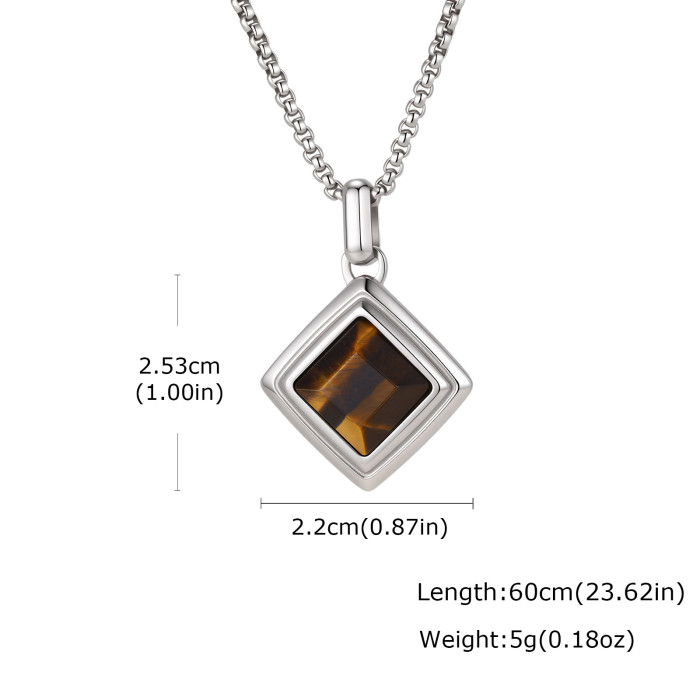 Wholesale Stainless Steel Square Tiger's Eye Pendant