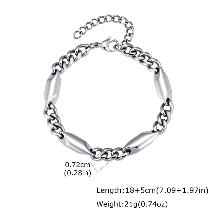 Wholesale Unisex Stainless Steel Faceted Tube Cuban Link Bracelet