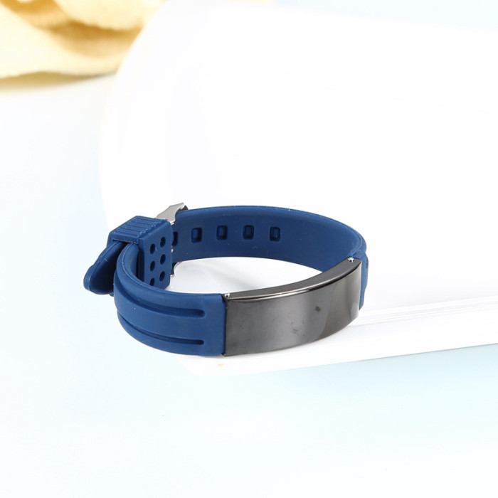 Wholesale Unisex Colorful Silicone Stainless Steel ID Plate Bracelet