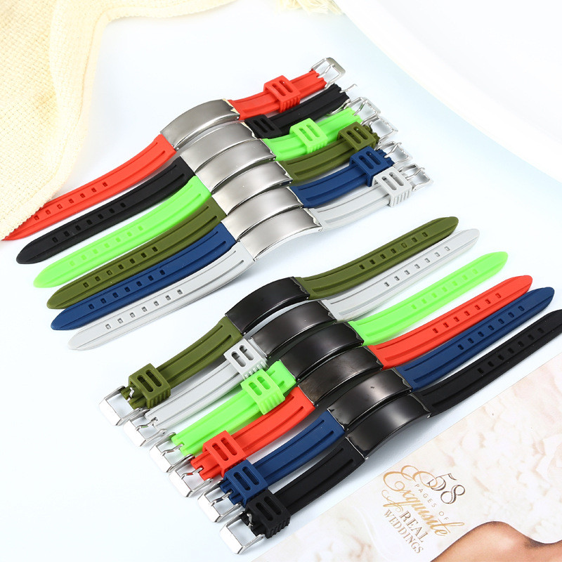 Wholesale Unisex Colorful Silicone Stainless Steel ID Plate Bracelet