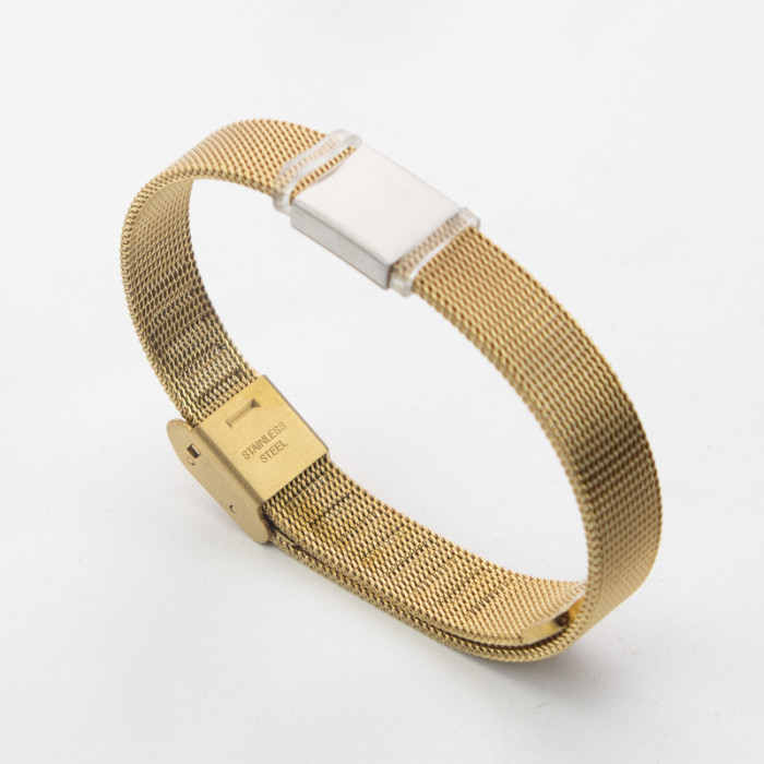 Wholesale Unisex Stainless Steel Mesh Belt Engravable ID Bracelet