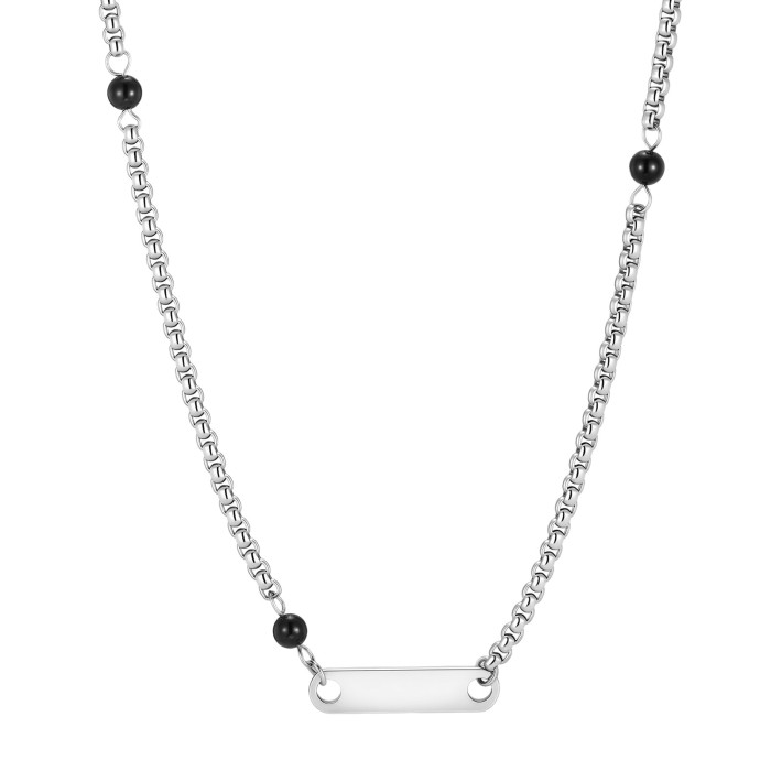 Custom Wholesale Waterproof Stainless Steel Engravable Bar Necklace