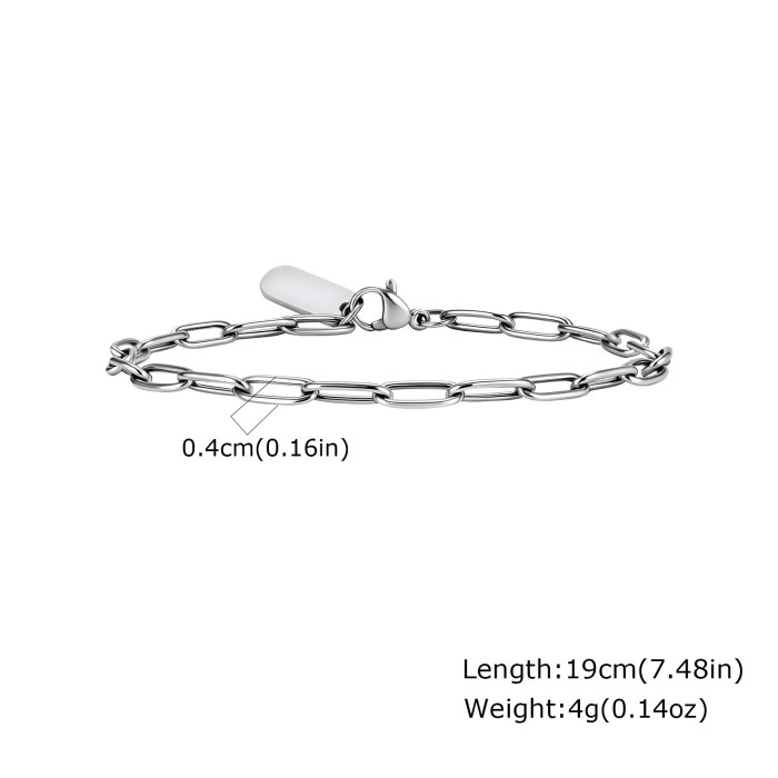 Stainless steel paperclip bracelet size and blank ID tag measurements