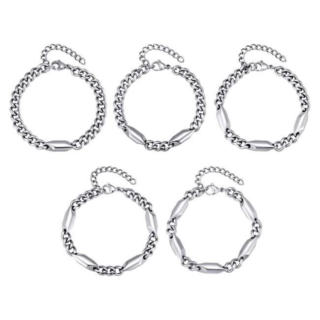 Wholesale Unisex Stainless Steel Faceted Tube Cuban Link Bracelet