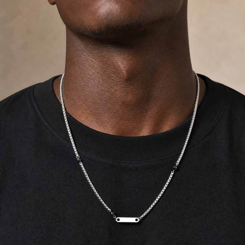 Custom Wholesale Waterproof Stainless Steel Engravable Bar Necklace
