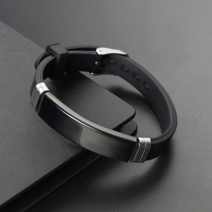 Wholesale Personalize Silicone Stainless Steel ID Bracelet
