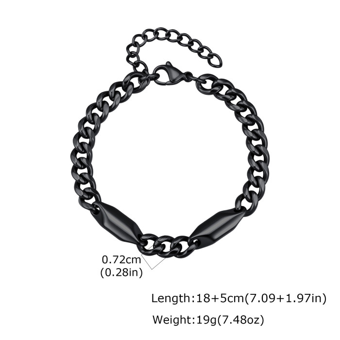 Wholesale Unisex Stainless Steel Faceted Tube Cuban Link Bracelet
