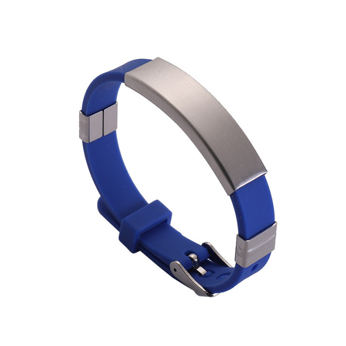 Wholesale Colorful Silicone Stainless Steel ID Plate Bracelet