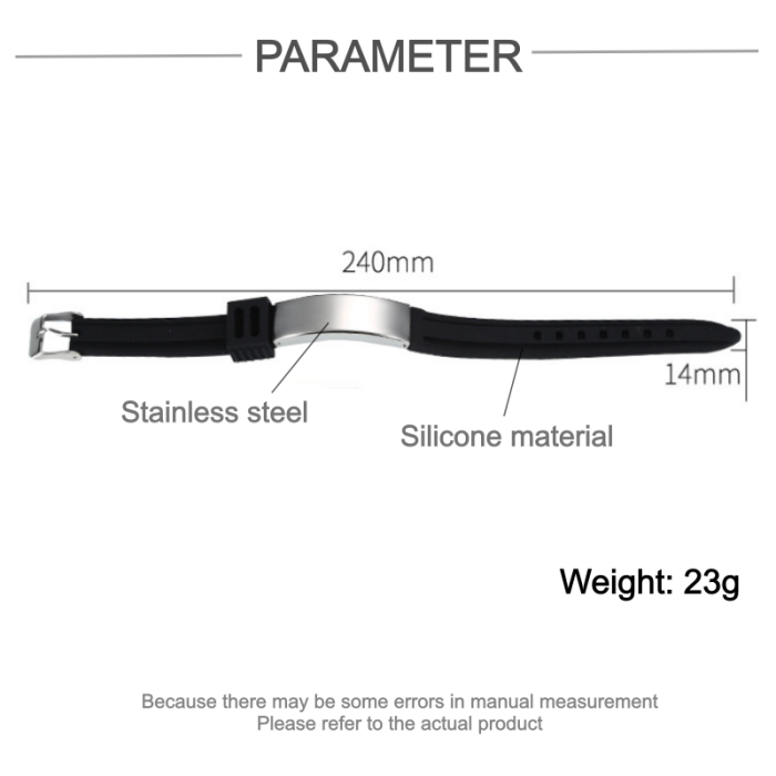 Wholesale Unisex Colorful Silicone Stainless Steel ID Plate Bracelet