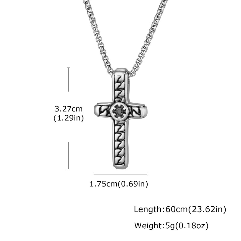 Wholesale Stainless Steel Vintage Textured Cross Pendant Necklace
