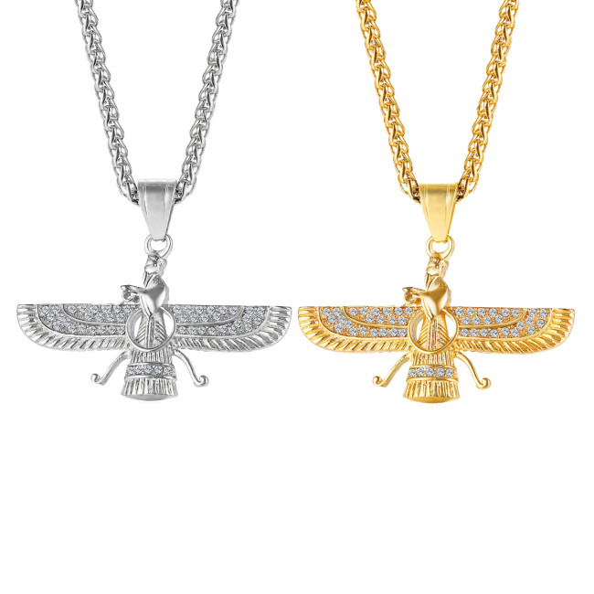 Wholesale Stainless Steel Faravahar Persian Symbol Pendant Necklace