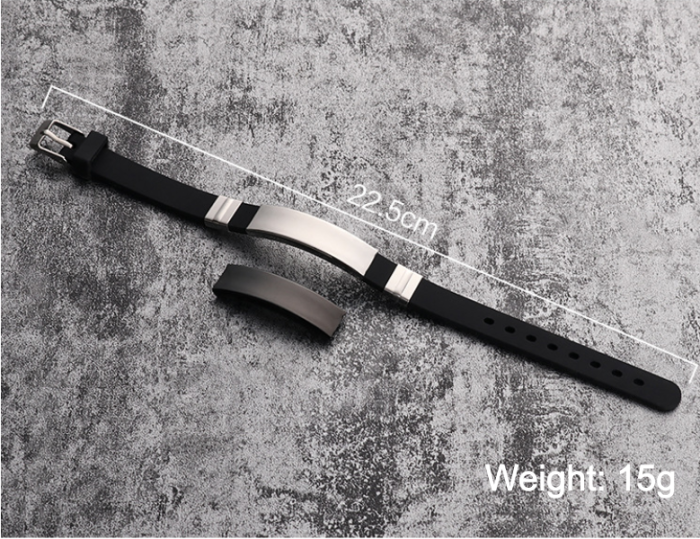Wholesale Unisex Silicone Stainless Steel Engravable ID Bracelet
