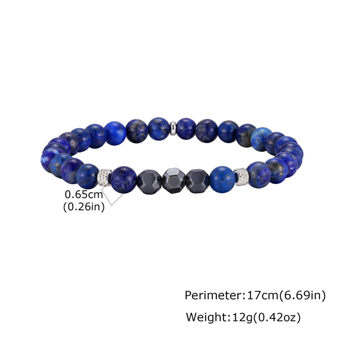 Blue and black beaded bracelet size details