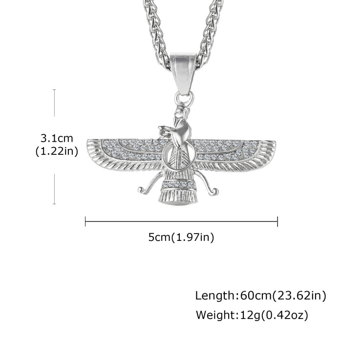 Wholesale Stainless Steel Faravahar Persian Symbol Pendant Necklace