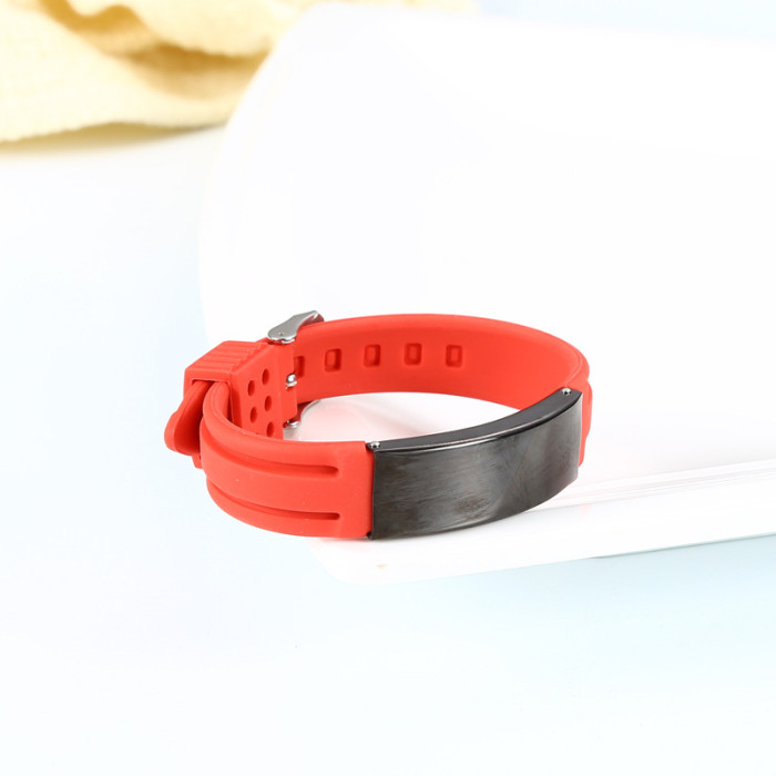 Wholesale Unisex Colorful Silicone Stainless Steel ID Plate Bracelet