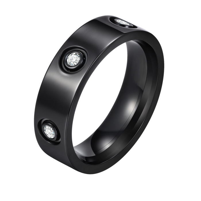 Wholesale Modern Stainless Steel CZ Band Ring