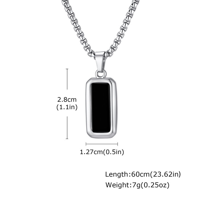 Wholesale Men's Stainless Steel Carbon Fiber Pendant Necklace