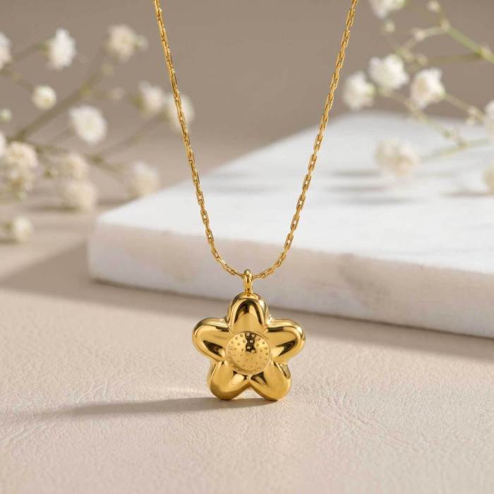 Wholesale Minimalist 3D Puffy Flower Charm Pendant