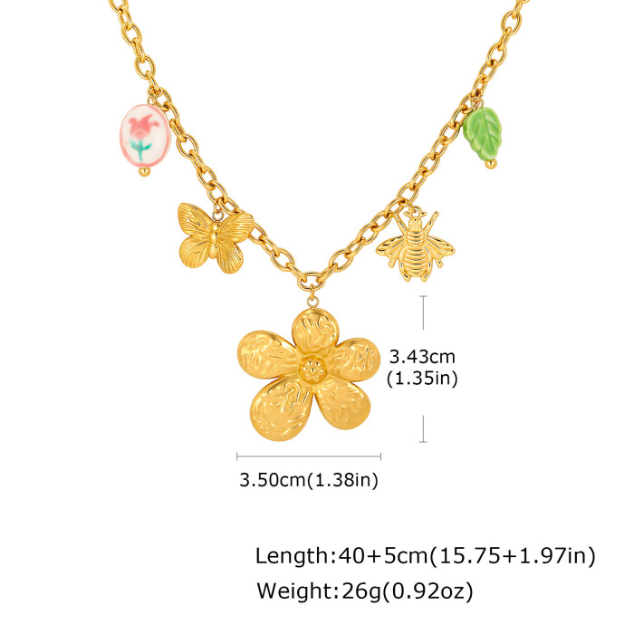 Wholesale Women's Gold Plated Garden Floral Charm Necklace