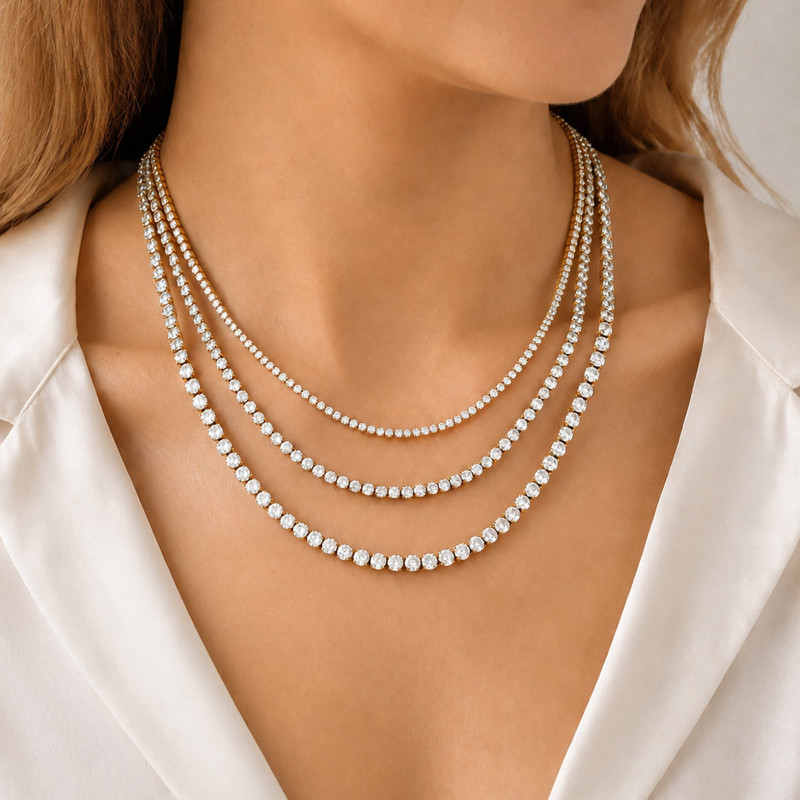 Wholesale Classic Stainless Steel CZ Tennis Chain Necklace