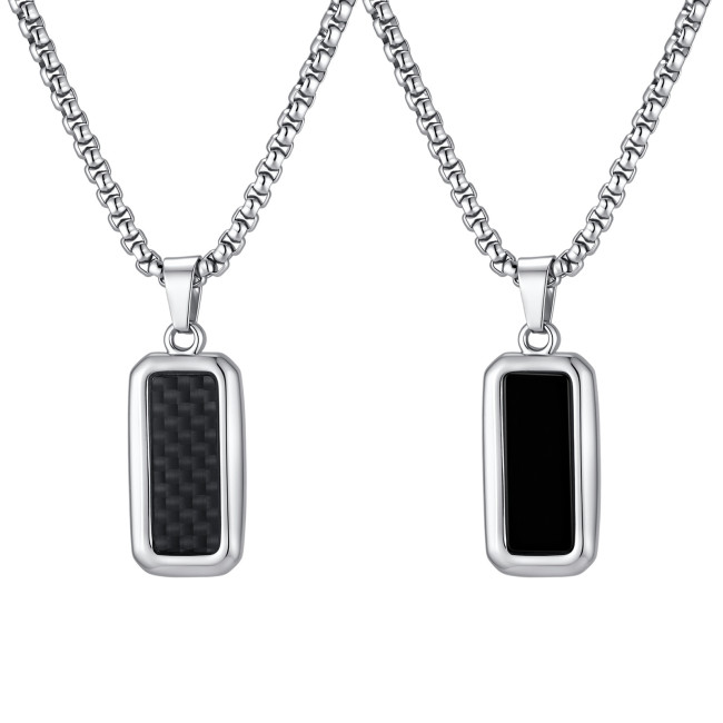 Wholesale Men's Stainless Steel Carbon Fiber Pendant Necklace