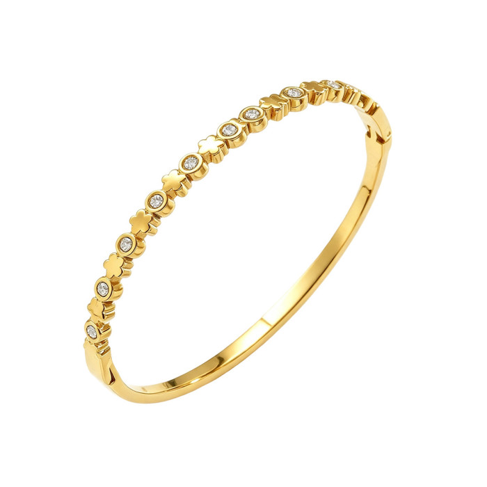 Wholesale Stainless Steel Enamel Floral Bangle Set