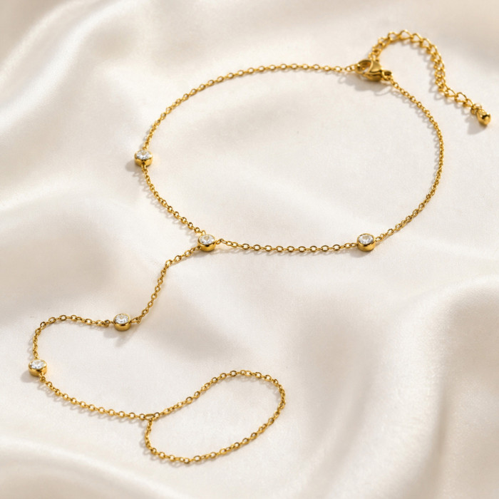 Wholesale Stainless Steel CZ Bezel Barefoot Sandals Anklet Chain