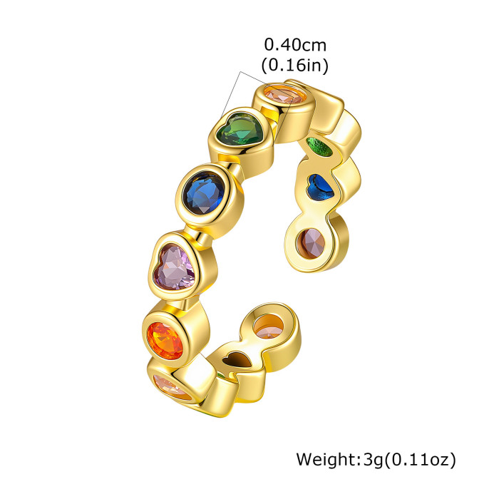 Wholesale Women's Brass Gold Plated Colorful CZ Open Rings
