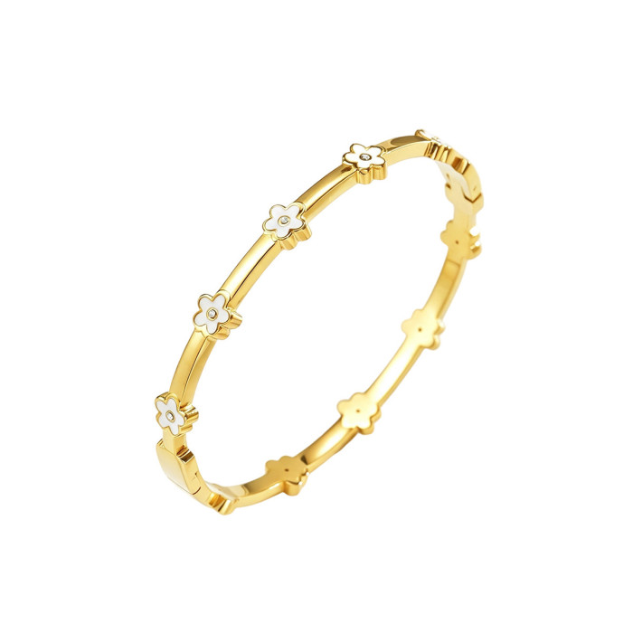 Wholesale Stainless Steel Enamel Floral Bangle Set